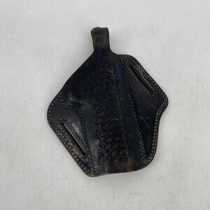 Tex Shoemaker Leather Black Basketweave Holster Vintage 45pc